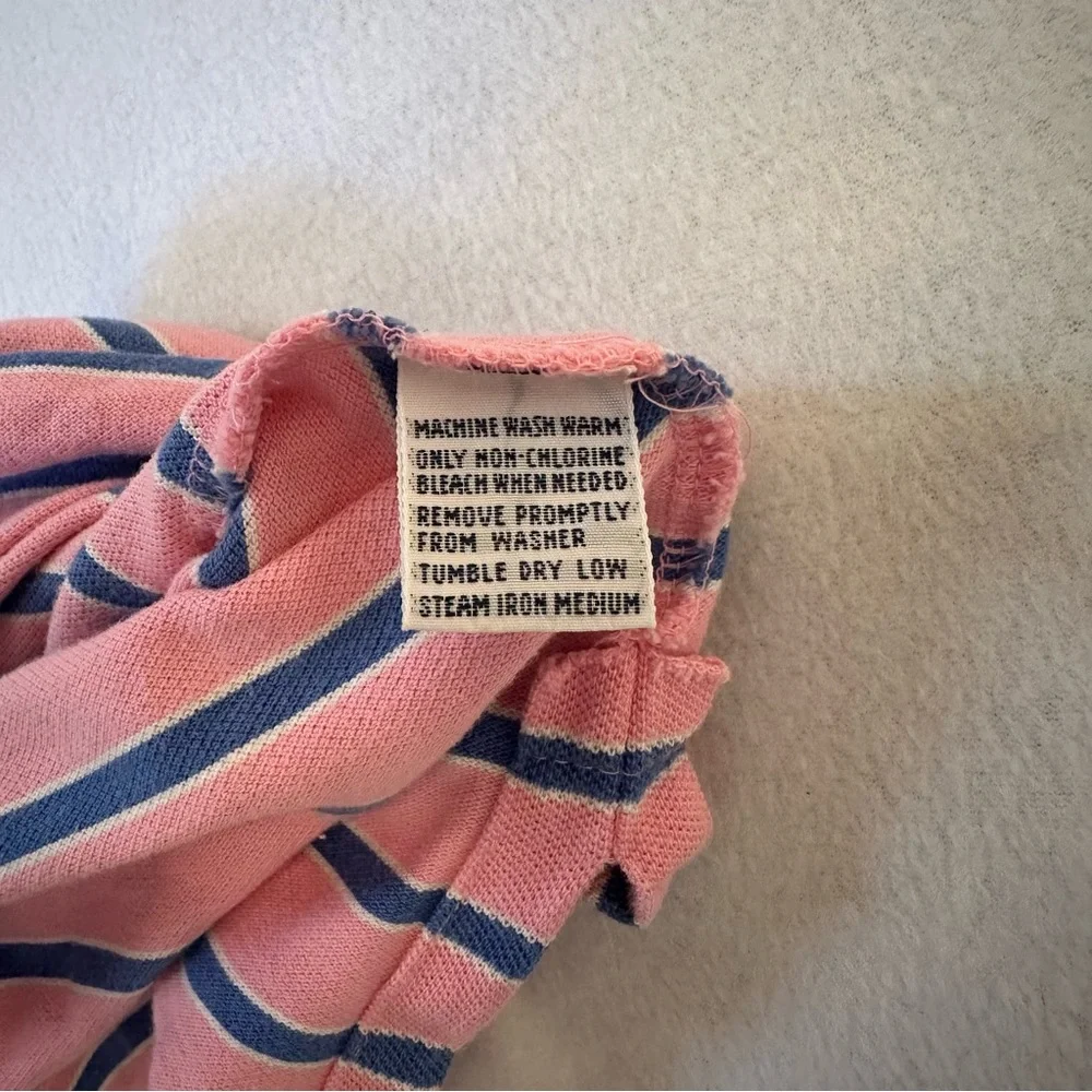 Ralph Lauren Polo Shirt‎ Pink Blue Striped 100% Cotton Classic Men’s Size Large